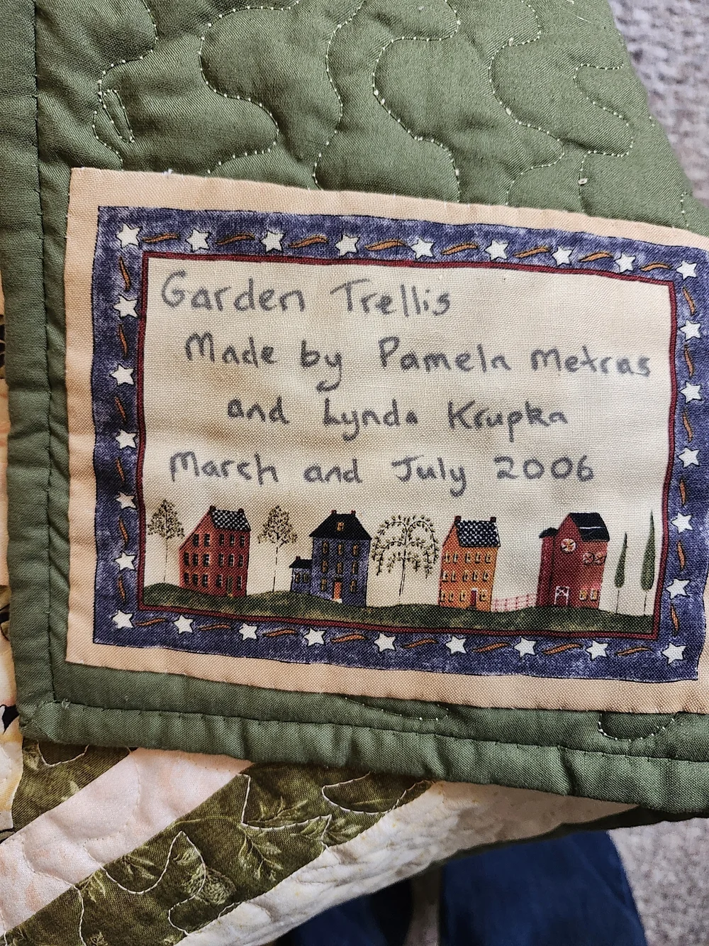 Floral Tulip Quilted Wall Hanging Or Throw. Pink And Olive.